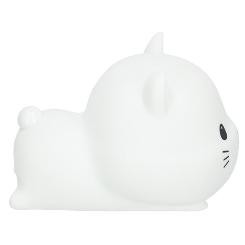 Lampka nocna dla dzieci silikonowa na baterie USB biała RGB kotek leżący Lampka nocna dla dzieci silikonowa na baterie USB biała RGB kotek leżący