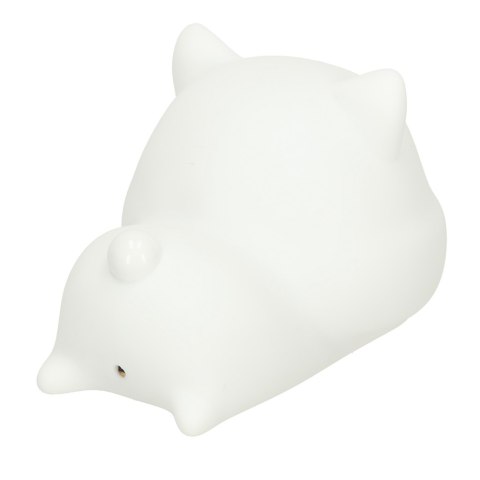 Lampka nocna dla dzieci silikonowa na baterie USB biała RGB kotek leżący Lampka nocna dla dzieci silikonowa na baterie USB biała RGB kotek leżący