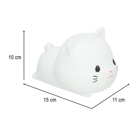 Lampka nocna dla dzieci silikonowa na baterie USB biała RGB kotek leżący Lampka nocna dla dzieci silikonowa na baterie USB biała RGB kotek leżący