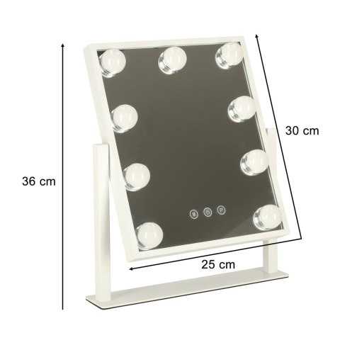 Lusterko do makijażu kosmetyczne podświetlane LED Hollywood z 9 żarówkami USB 25 x 30 cm Lusterko do makijażu kosmetyczne podświetlane LED Hollywood z 9 żarówkami USB 25 x 30 cm