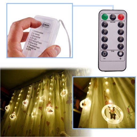 Kurtyna LED na okno bombki 3 m 125 LED Kurtyna LED na okno bombki 3 m 125 LED