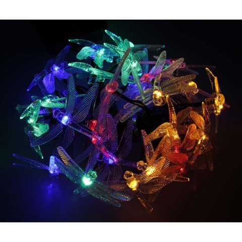 Lampki ogrodowe solarne ważki 6,5m 30LED multikolor Lampki ogrodowe solarne ważki 6,5m 30LED multikolor