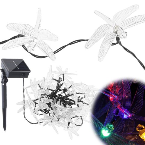 Lampki ogrodowe solarne ważki 6,5m 30LED multikolor Lampki ogrodowe solarne ważki 6,5m 30LED multikolor