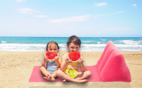 Mata plażowa leżak plażowy z oparciem dmuchany różowy Mata plażowa leżak plażowy z oparciem dmuchany różowy