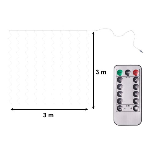 Lampki LED kurtyna girlanda druciki 3x3m 300LED zimny biały pilot USB Lampki LED kurtyna girlanda druciki 3x3m 300LED zimny biały pilot USB