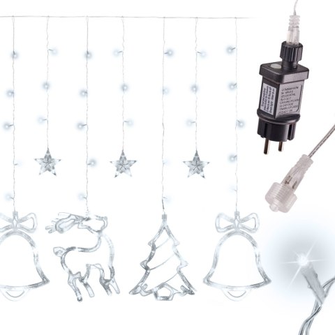 Lampki LED kurtyna renifer 2,5m 138LED zimny biały ze złączem Lampki LED kurtyna renifer 2,5m 138LED zimny biały ze złączem