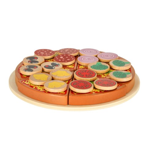 Pizza drewniany zestaw do zabawy z akcesoriami 20cm Pizza drewniany zestaw do zabawy z akcesoriami 20cm