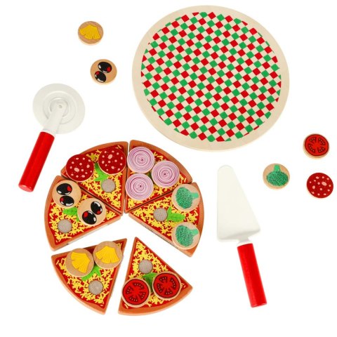 Pizza drewniany zestaw do zabawy z akcesoriami 20cm Pizza drewniany zestaw do zabawy z akcesoriami 20cm