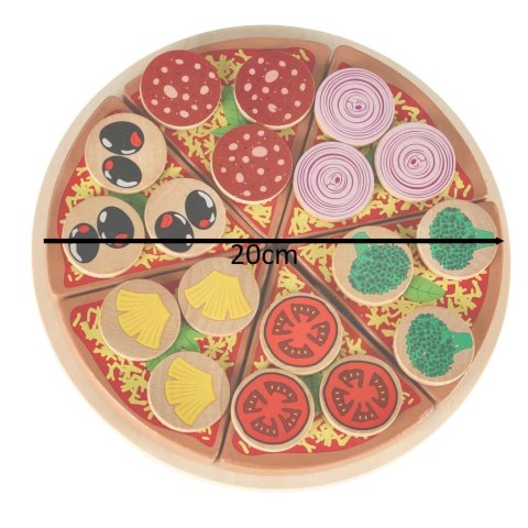 Pizza drewniany zestaw do zabawy z akcesoriami 20cm Pizza drewniany zestaw do zabawy z akcesoriami 20cm