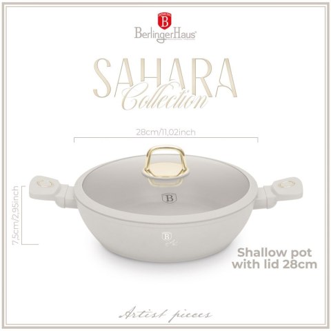 PŁASKI GARNEK TYTANOWY Z POKRYWĄ 28cm BERLINGER HAUS BH-8068 SAHARA PŁASKI GARNEK TYTANOWY Z POKRYWĄ 28cm BERLINGER HAUS BH-8068 SAHARA