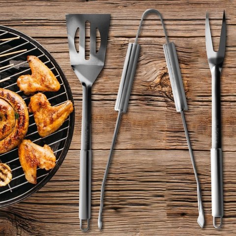 PRZYBORY AKCESORIA STALOWE DO GRILLOWANIA / SZCZYPCE ŁOPATKA WIDELEC ZESTAW 3 EL. PRZYBORY AKCESORIA STALOWE DO GRILLOWANIA / SZCZYPCE ŁOPATKA WIDELEC ZESTAW 3 EL.